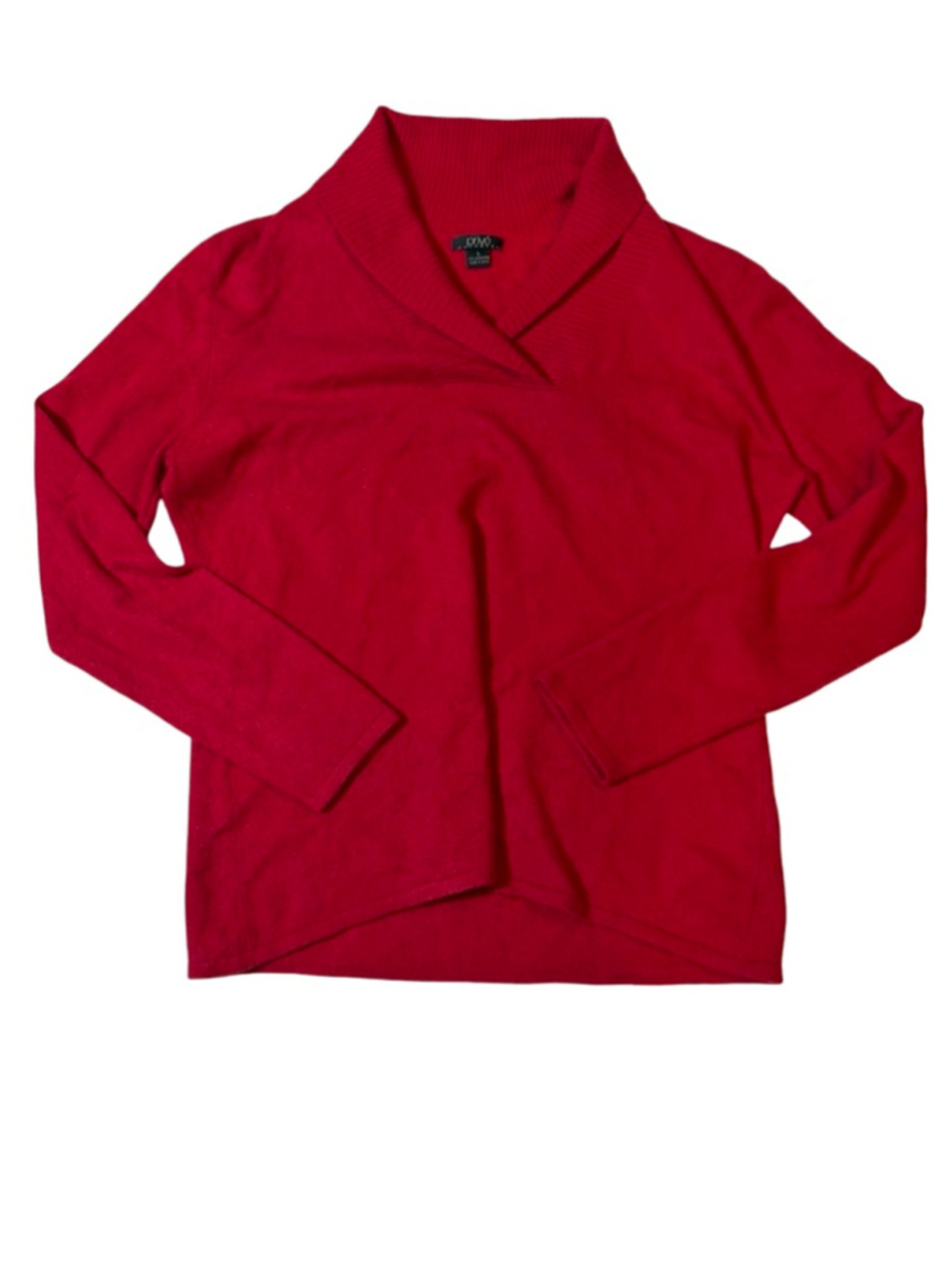 Prive Cashmere Red Shawl Collar Sweater 100% Cashmere Soft Cozy Winter Size L